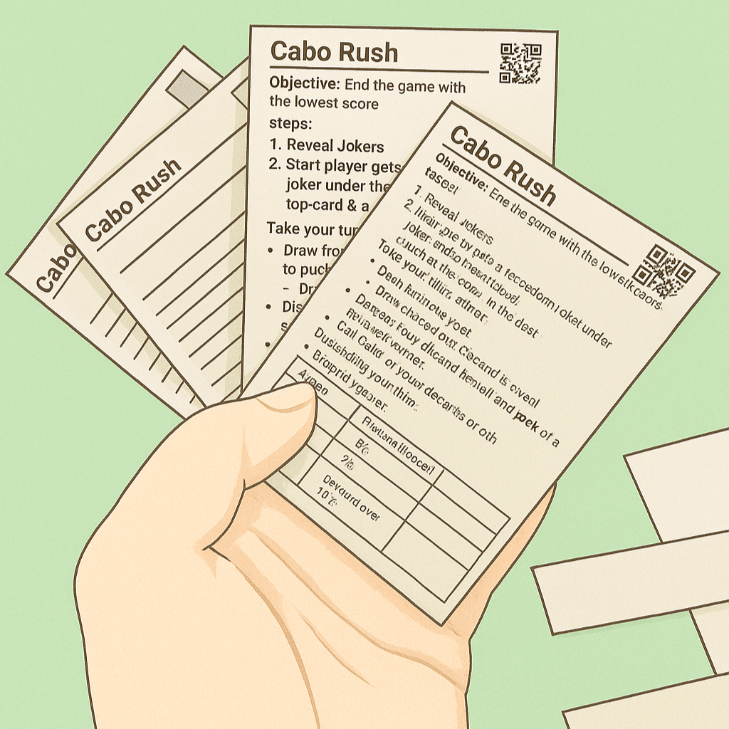 Holding the finished cards fanned out in the hand